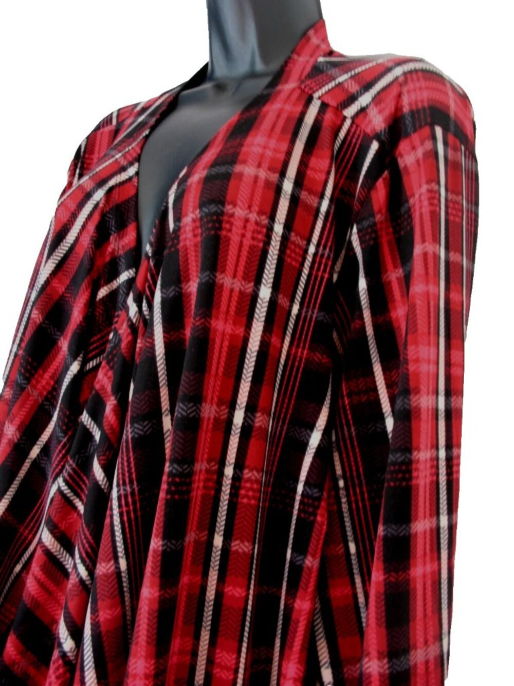 Avenue Women’s Kimono Duster Top 4X Boho/Plaid Fushia/Black - Picture 5 of 16